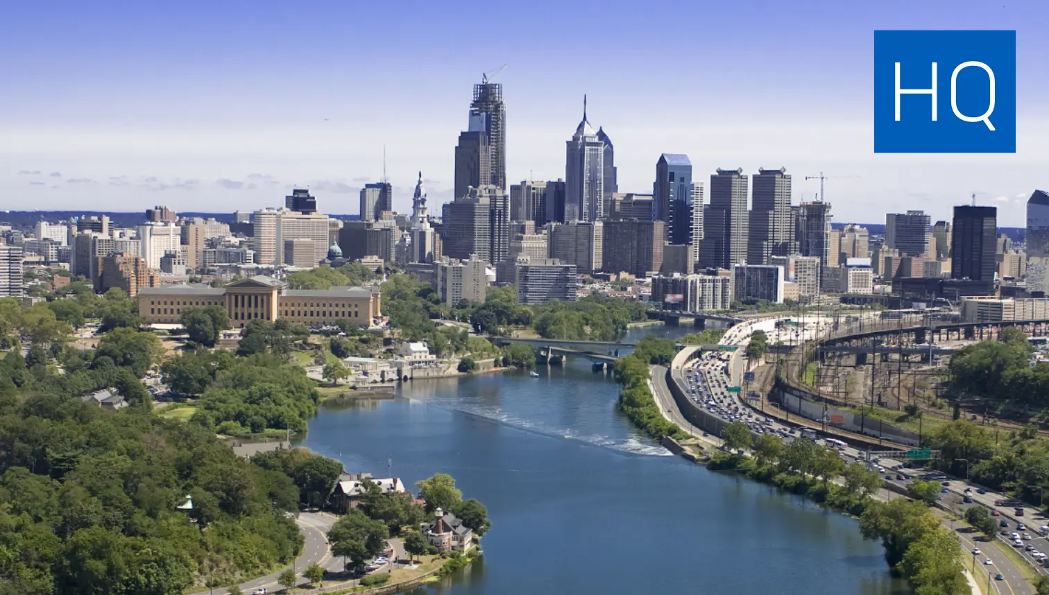 Philadelphia skyline and Schuylkill river