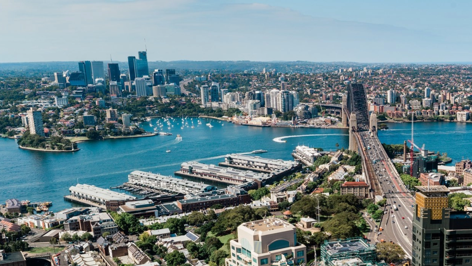 A drone shot of Sydney