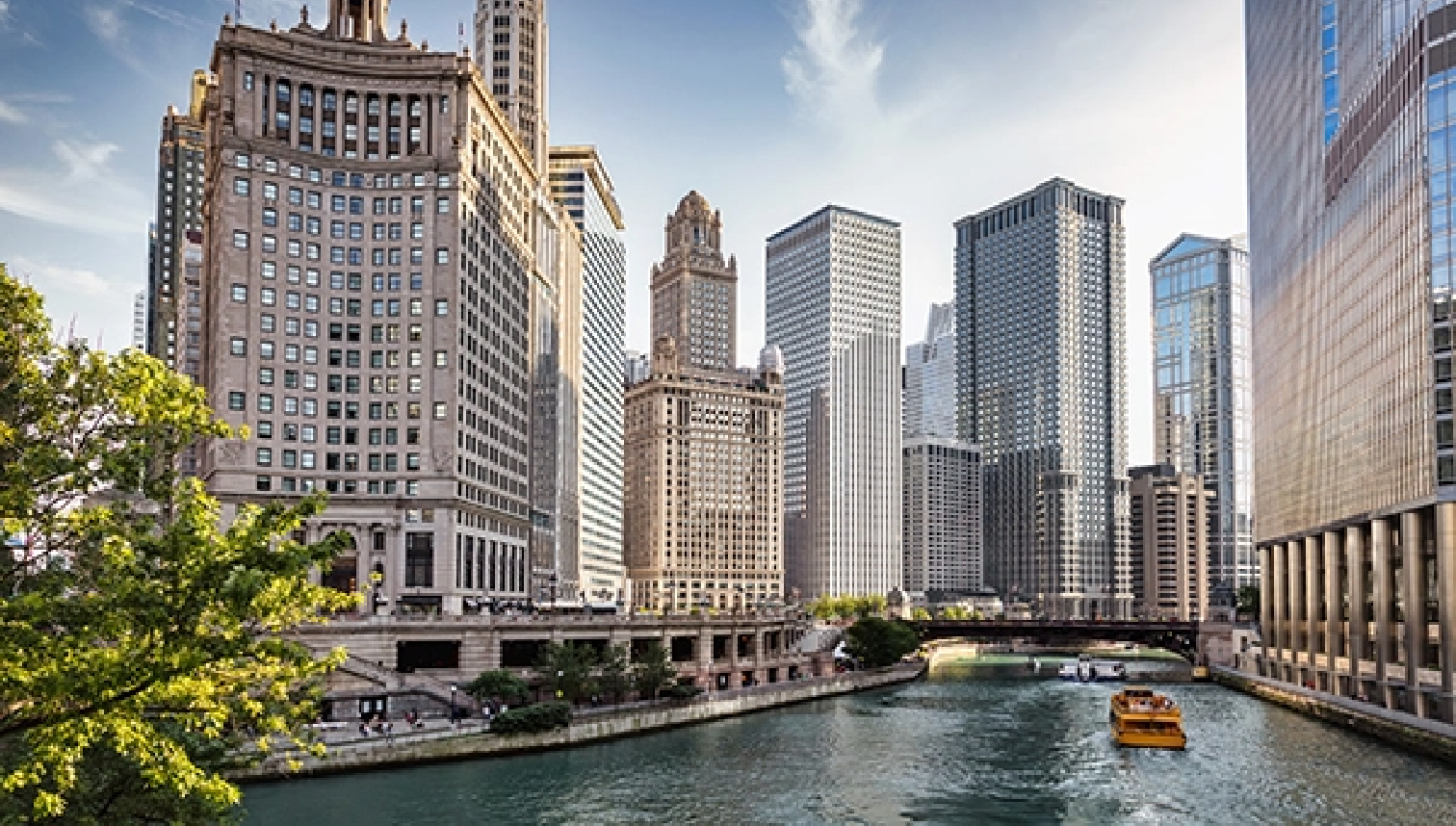 A drone shot of Chicago