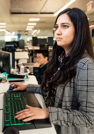 Female employee working at computer